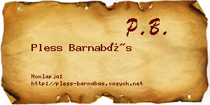 Pless Barnabás névjegykártya